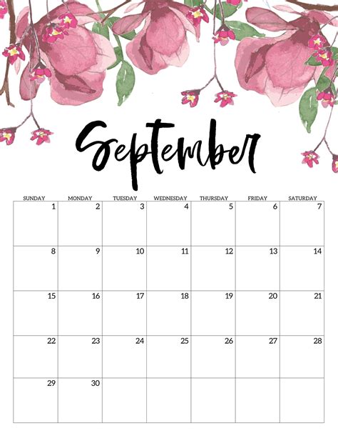 Calendar Printable September